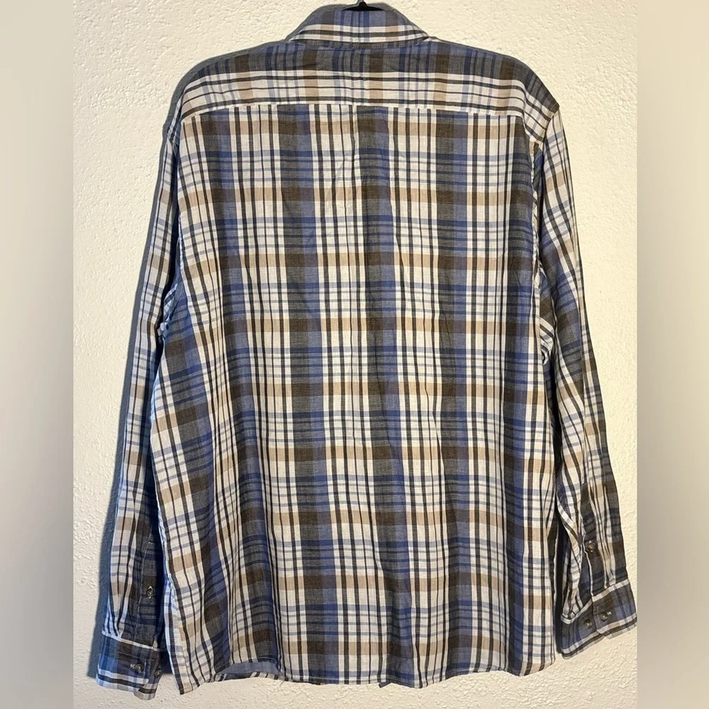 Preppy  Plaid Banana Republic Button Up Blue Long Sleeve Shirt Men’s Size XL